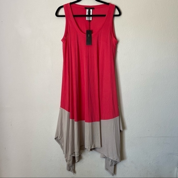 BCBGMaxAzria Mylene Handkerchief Hem Midi Dress in Berry - Picture 2 of 5